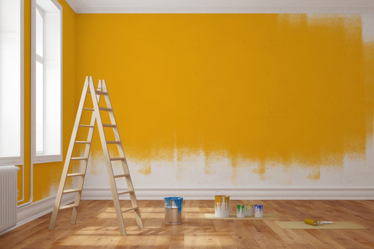 Painting,Wall,Yellow,In,Room,Of,Apartment,After,Relocation,(3d