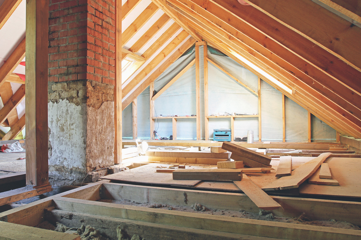 An,Interior,View,Of,A,House,Attic,Under,Construction